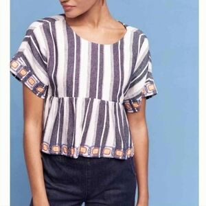 Maeve Striped Peplum Top, Anthropologie Size Small